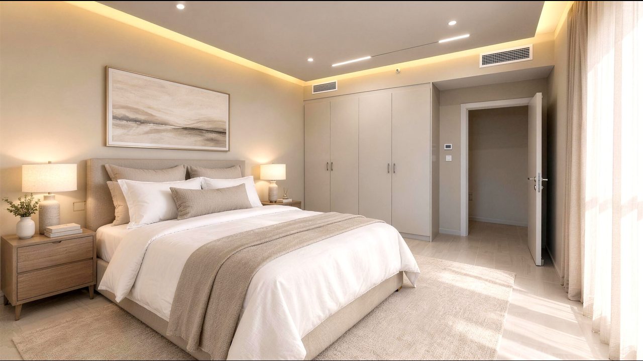 The same bedroom, virtually staged