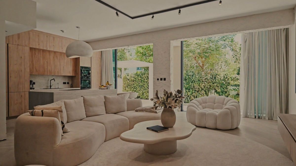 Living room with garden light