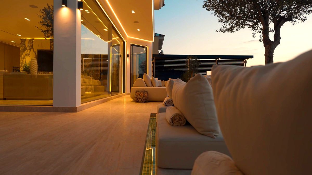 Terrace lounge at dusk