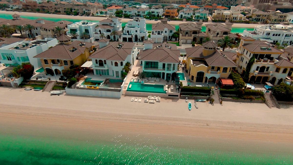 Aerial view of the villa and beachfront